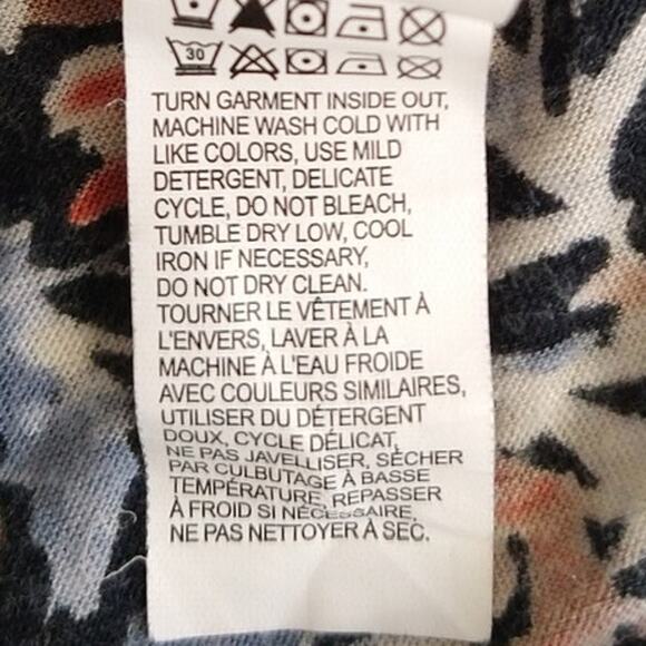 Lucky Brand Boho Floral V-Neck Peasant Top Size M Asymmetrical Hem - Picture 9 of 12